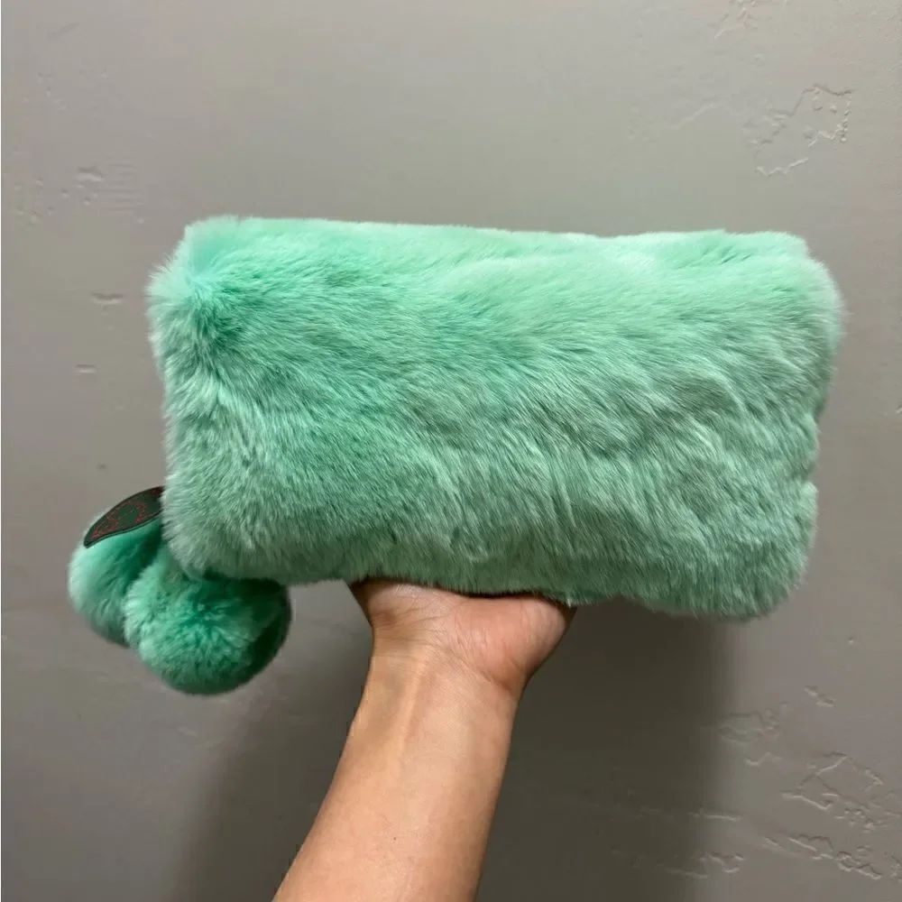 Handmade Real Rex Rabbit Fur Fold-over Flap Bag Includes Free Gift - Picture 10 of 16